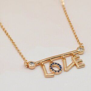 Elegant Rose Gold 'LOVE' Pendant Necklace with Dainty Chain, XPNL0197